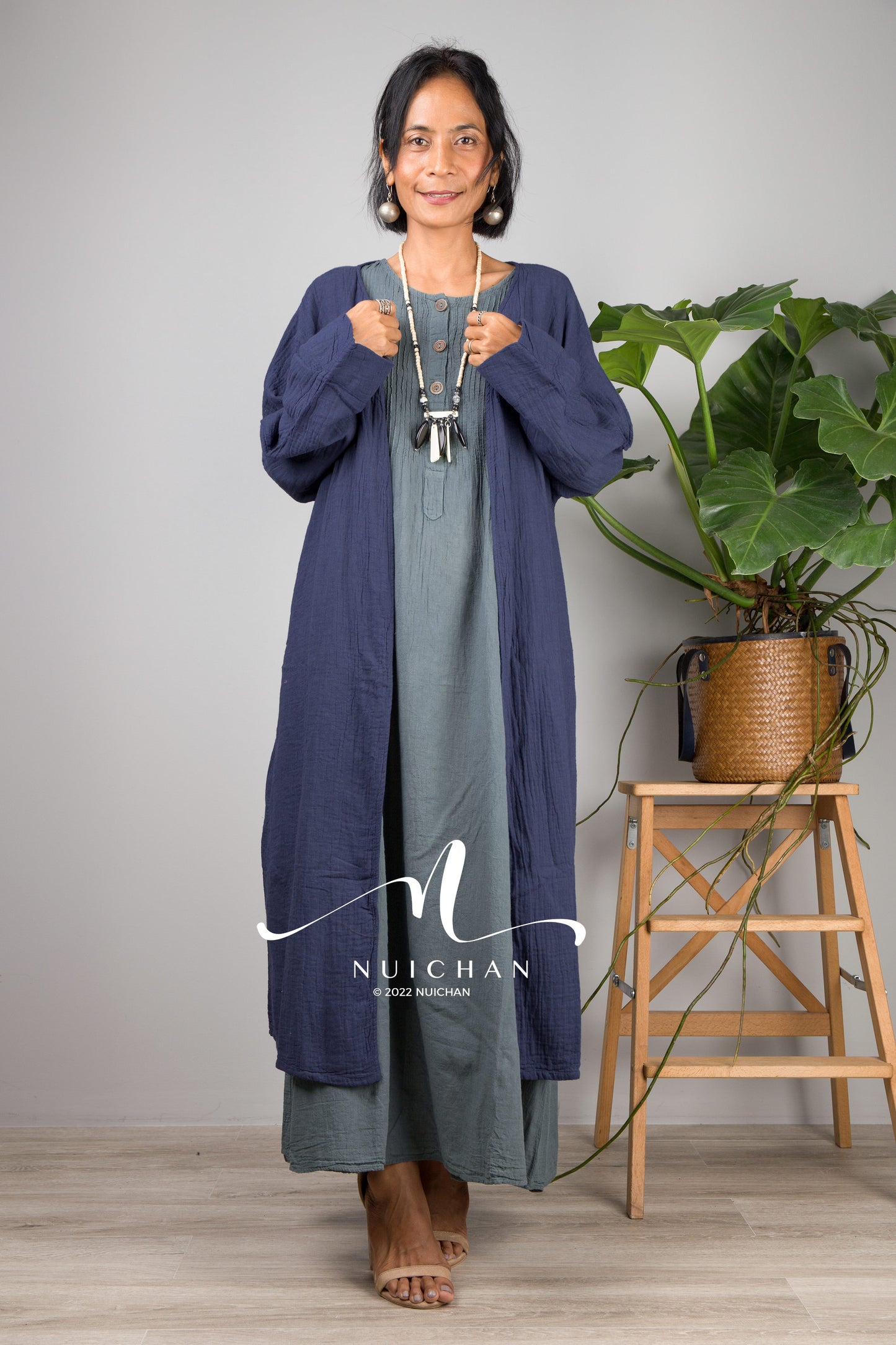Nuichan women's lightweight cotton open front cardigan