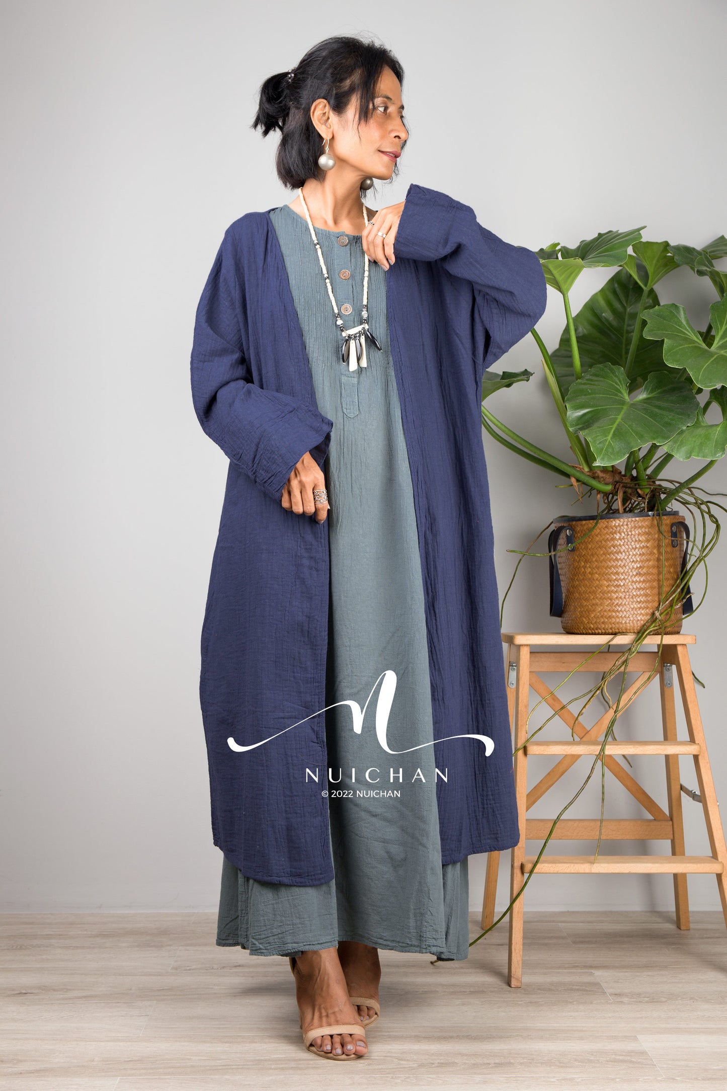 Nuichan women's lightweight cotton open front cardigan