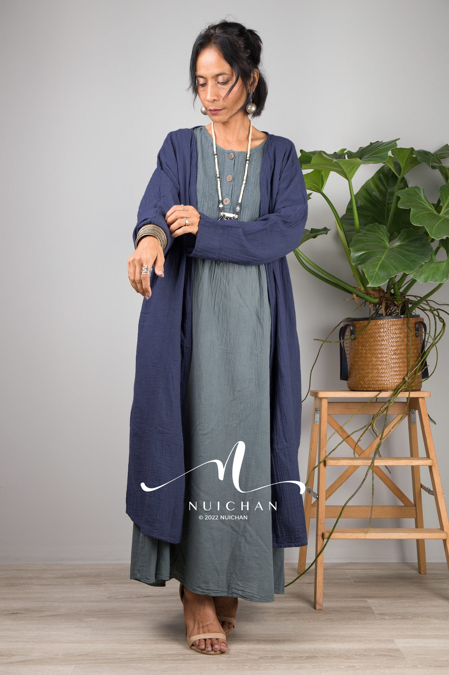 Nuichan women's lightweight cotton open front cardigan