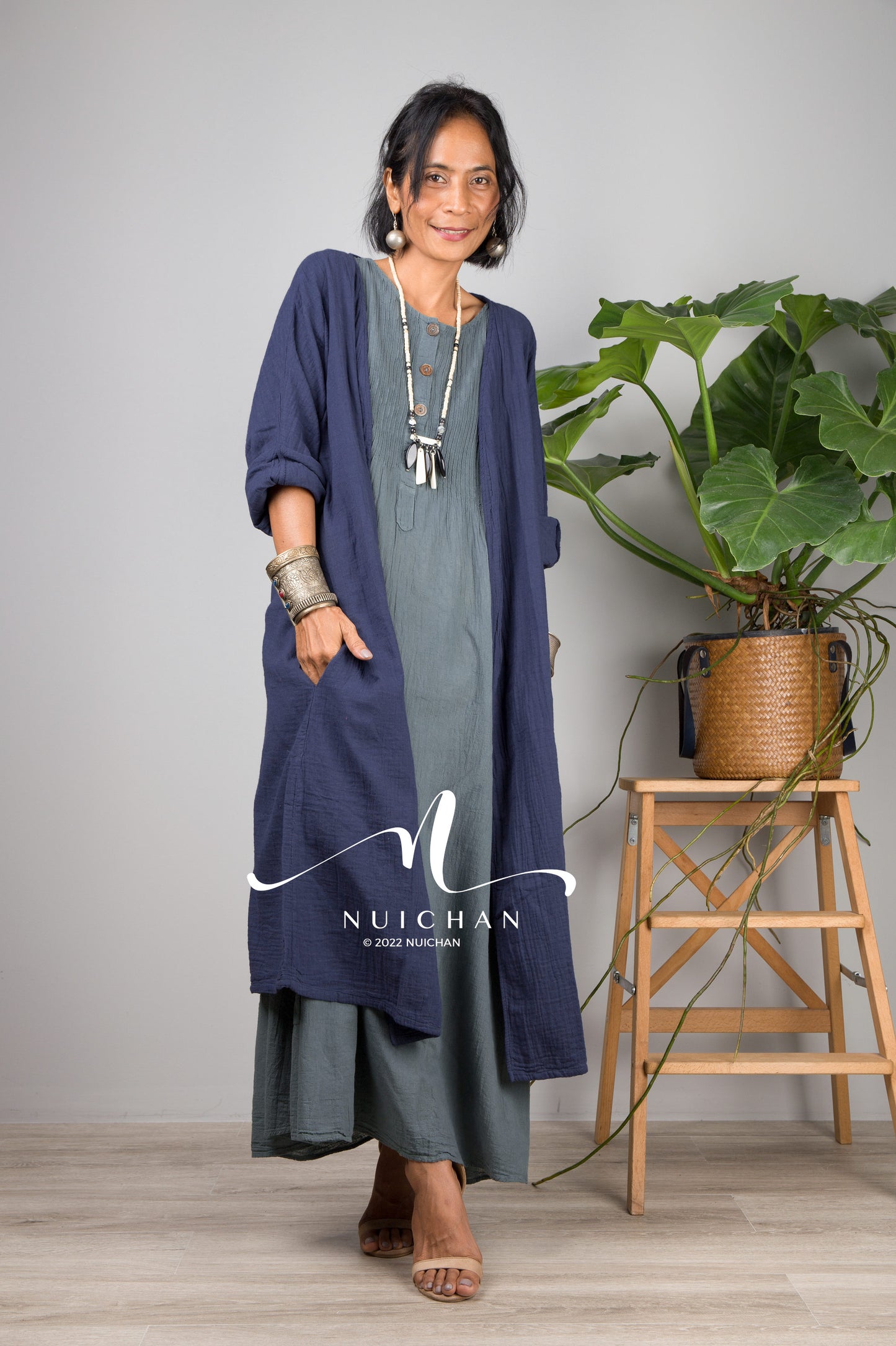 Nuichan women's lightweight cotton open front cardigan