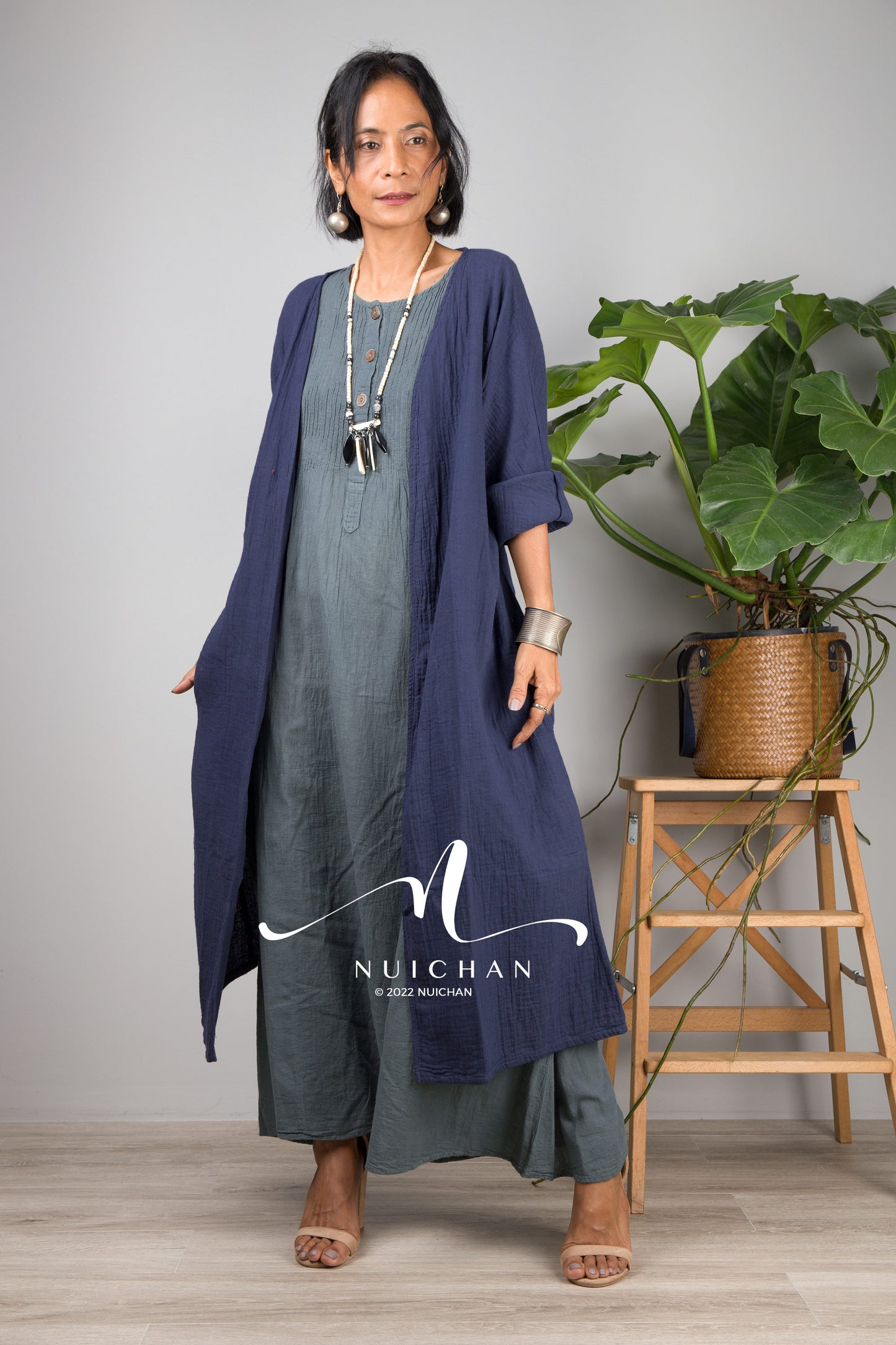 Nuichan women's lightweight cotton open front cardigan