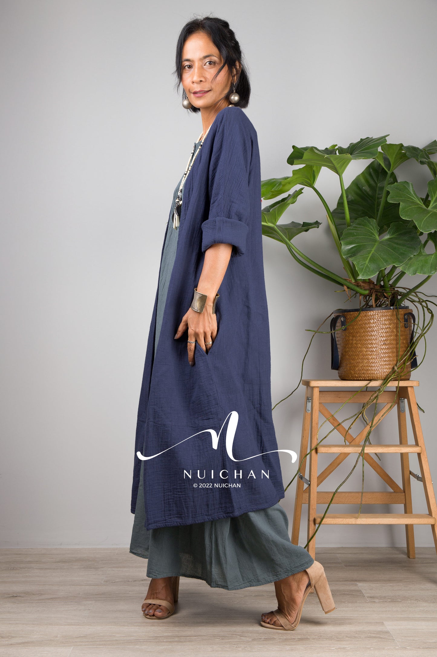 Nuichan women's lightweight cotton open front cardigan