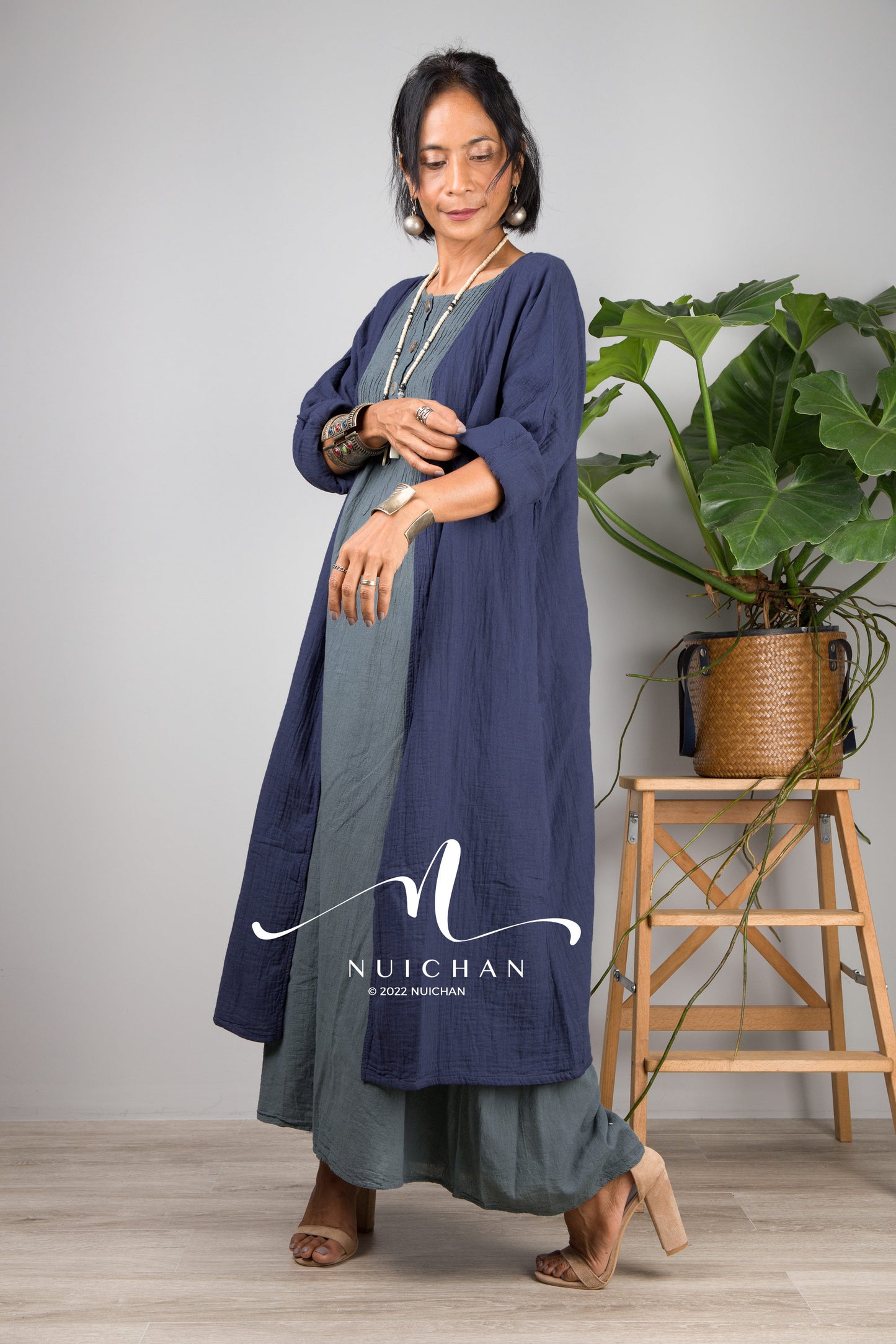 Nuichan women's lightweight cotton open front cardigan