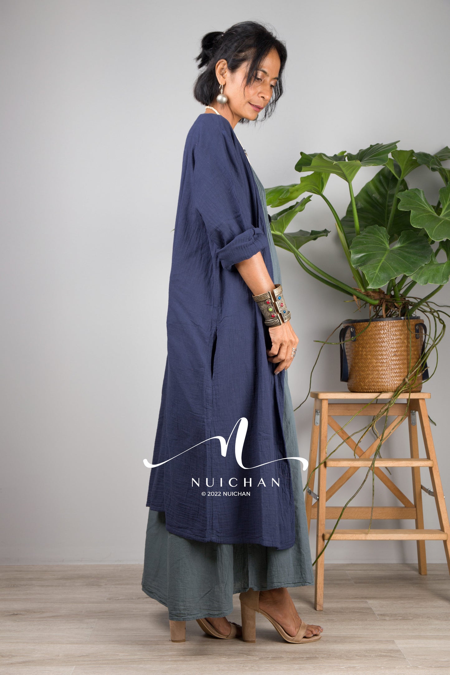 Nuichan women's lightweight cotton open front cardigan