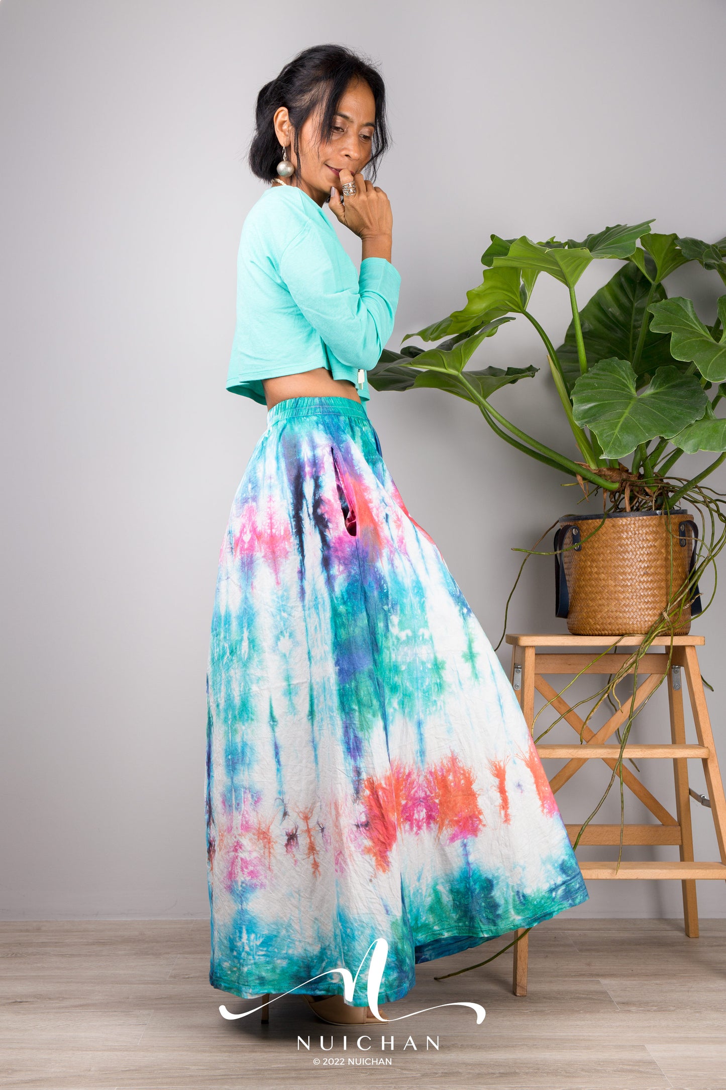 Nuichan Women's Tie dye skirt | Hippie maxi skirt online