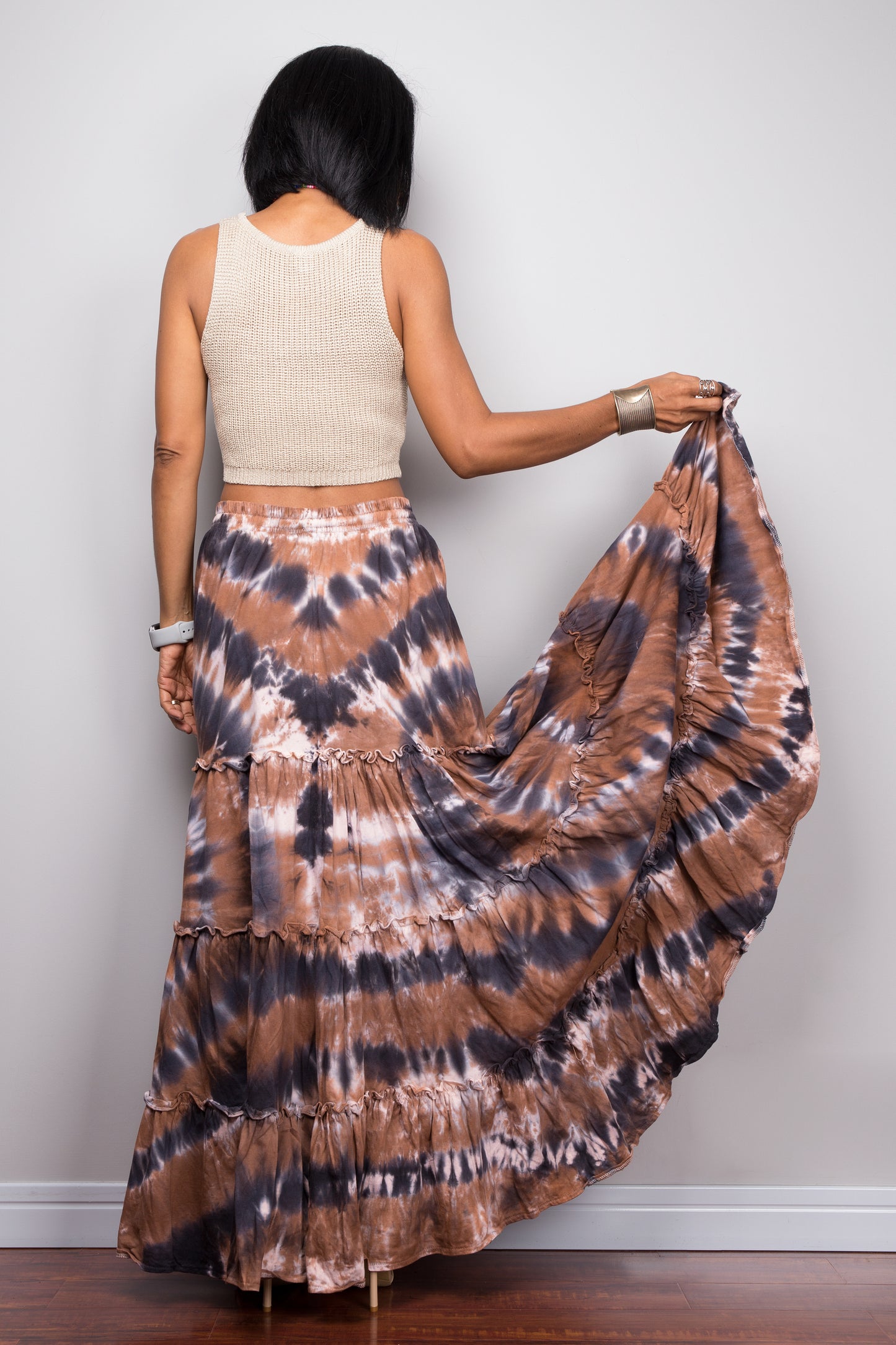 Tiered Tie Dye Maxi Skirt