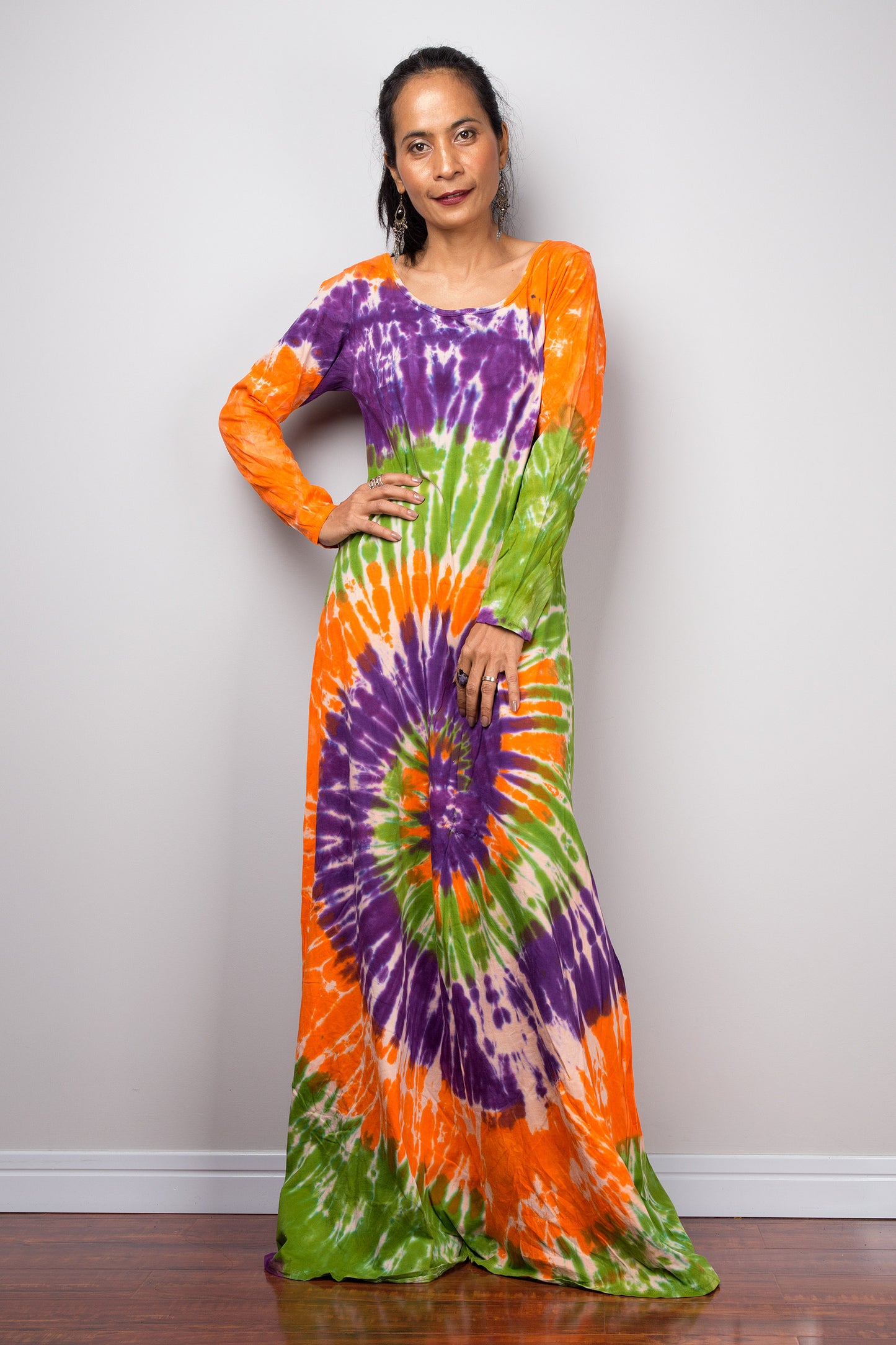 Long Sleeve Tie Dye Maxi Dress