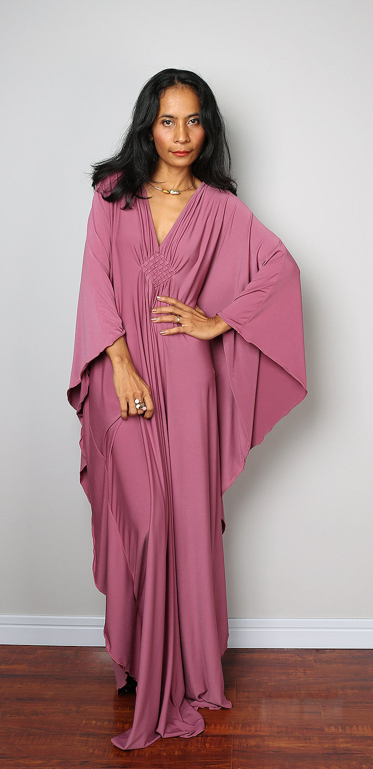 Dusty pink maxi dress, kimono dress, kaftan dress, loose fit dress, toga dress, plus size dress, diamond shaped dress by Nuichan