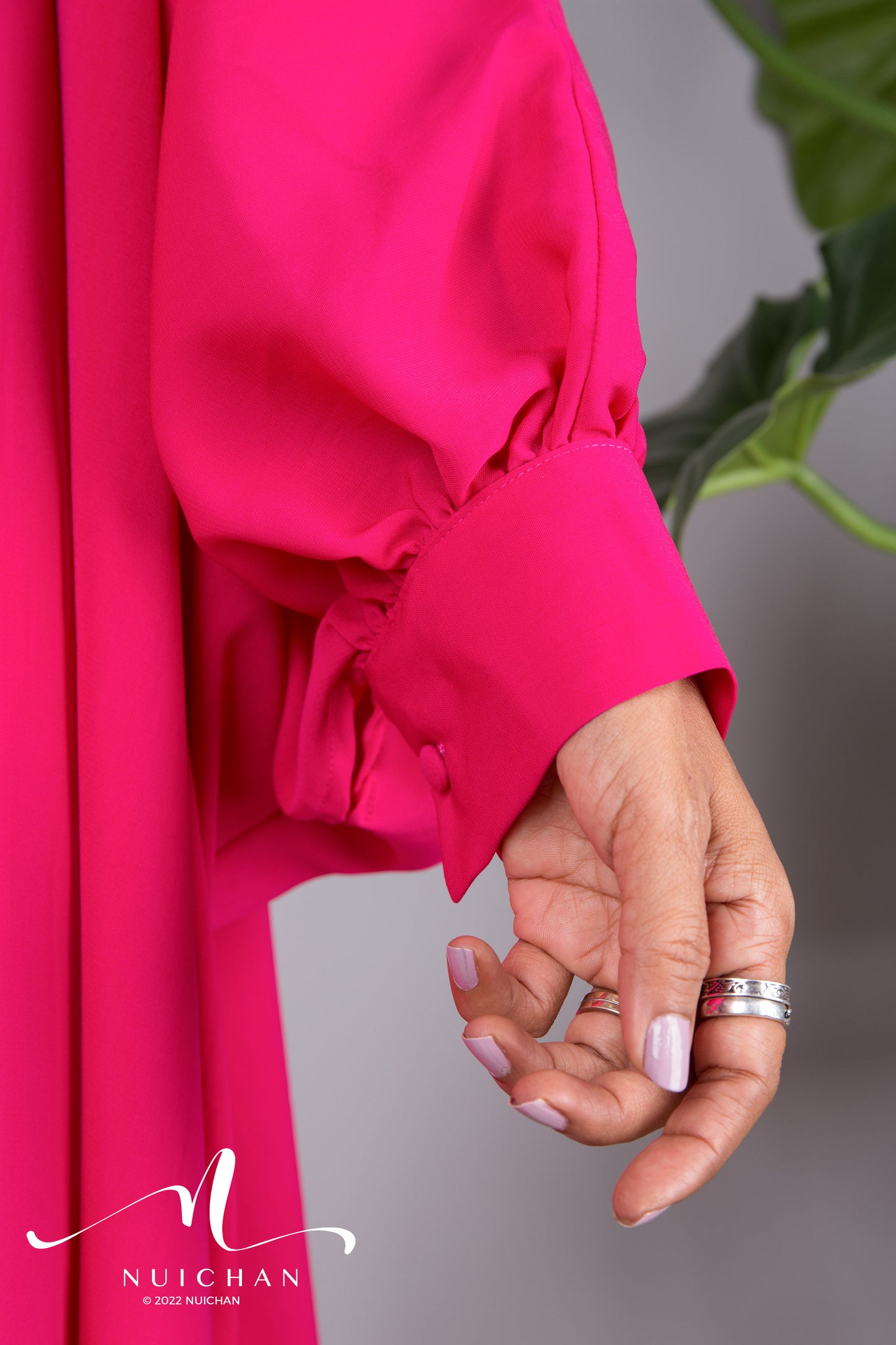 Nuichan women's hot pink kaftan | Loose fit statement dress in pink