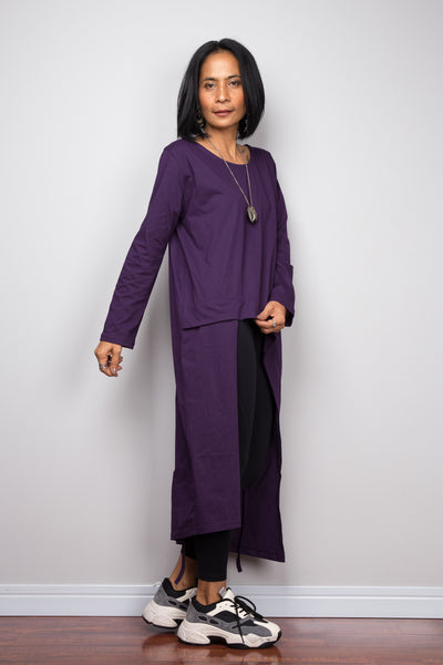 Asymmetrical purple tunic dress