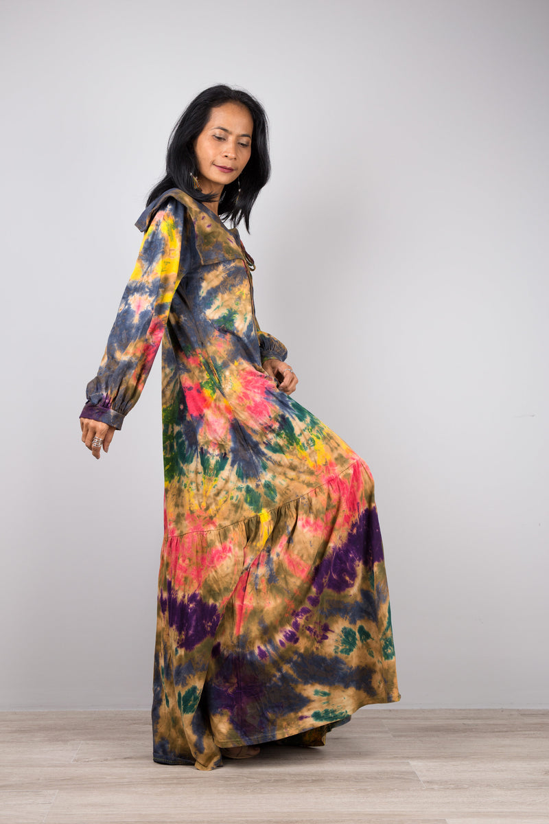 Bohemian tie dye best sale dress