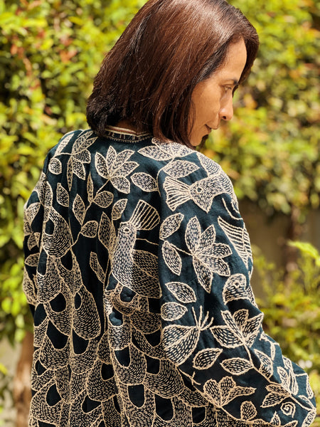 Embroidered kimono cardigan