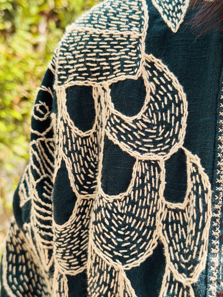 Embroidered kimono cardigan