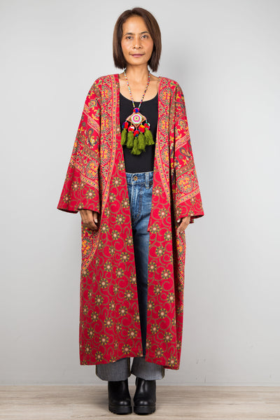 Mandala duster with pockets by Nuichan. Buy cotton cardigan online.