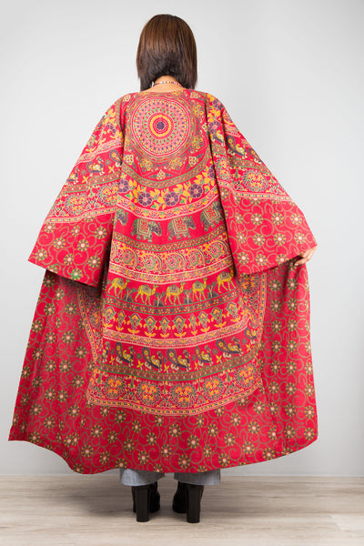 Mandala duster with pockets by Nuichan. Buy cotton cardigan online.