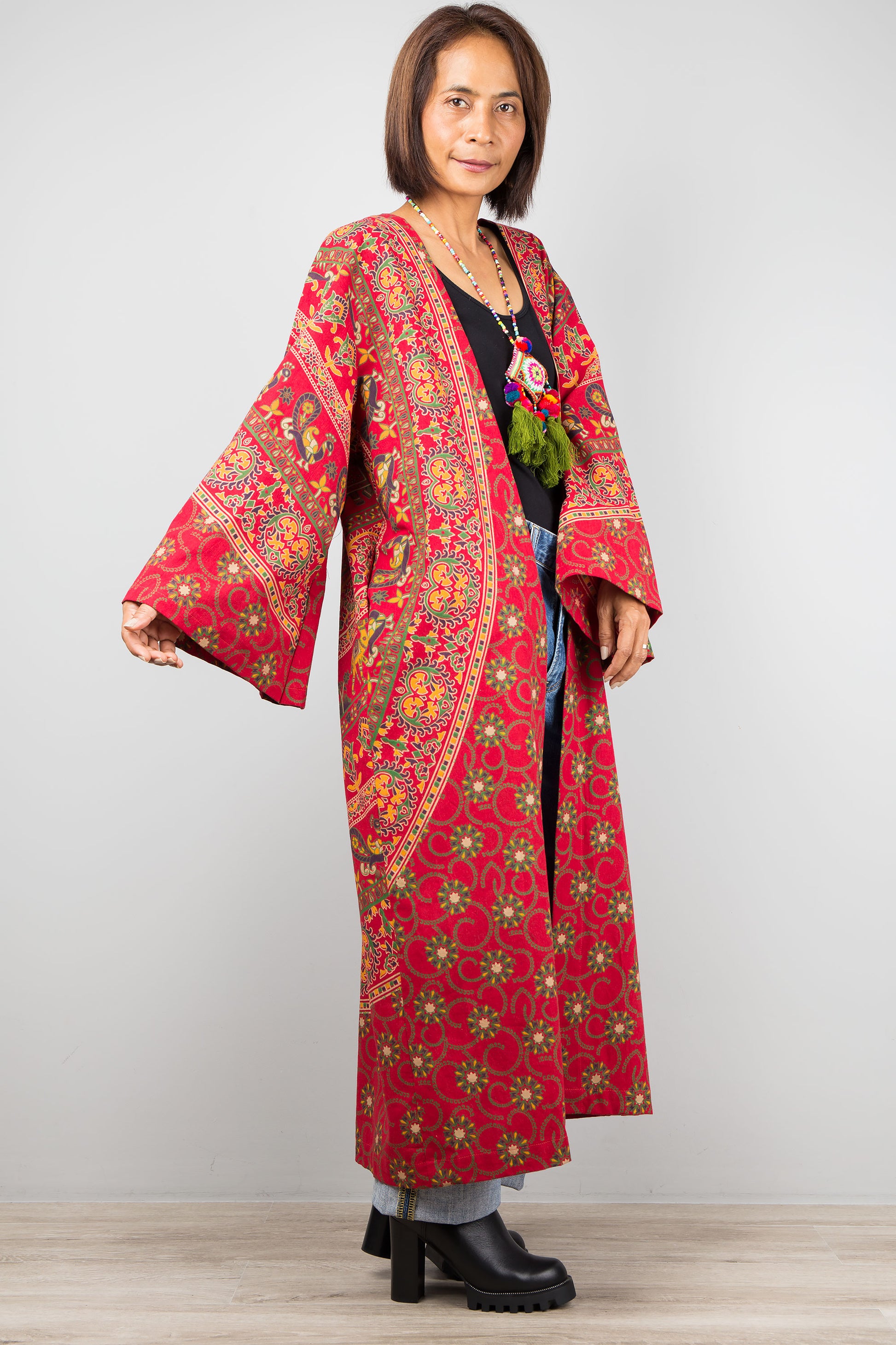 Mandala duster with pockets by Nuichan. Buy cotton cardigan online.