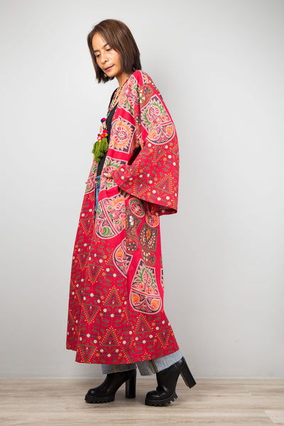 Mandala duster with pockets by Nuichan. Buy cotton cardigan online.