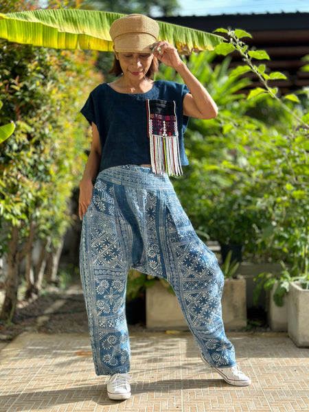 Indigo harem pants