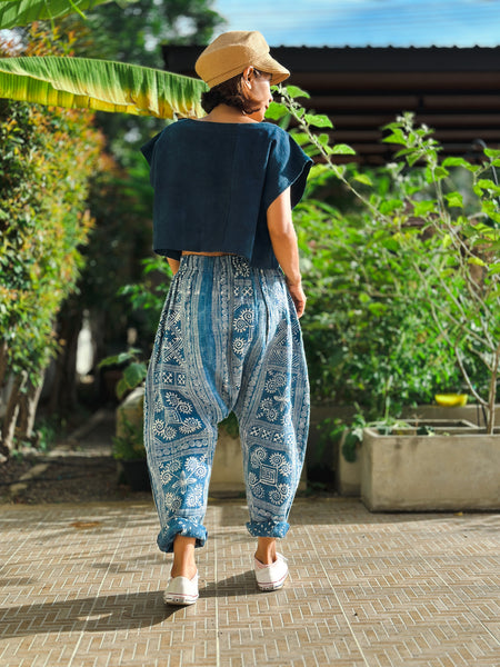 Indigo harem pants
