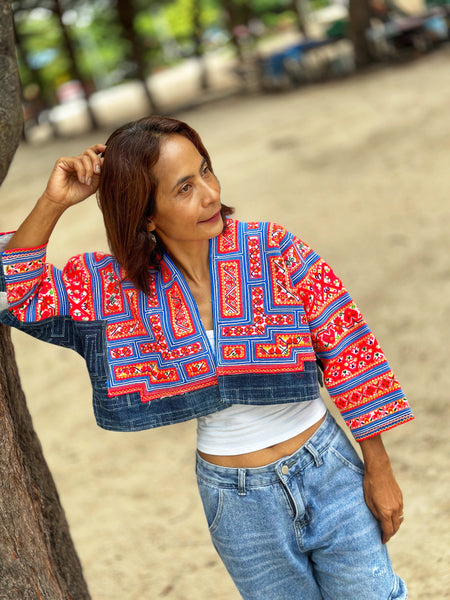 Pink crop jacket top