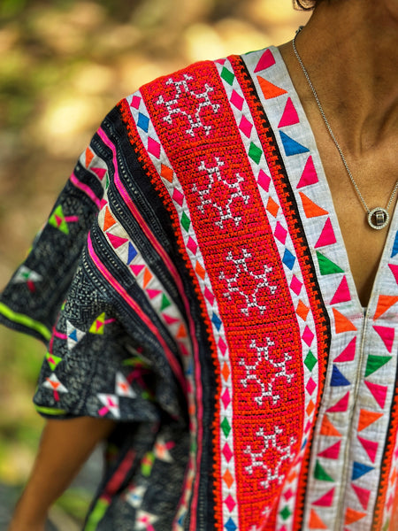 Hmong Thai fabric kaftan dress