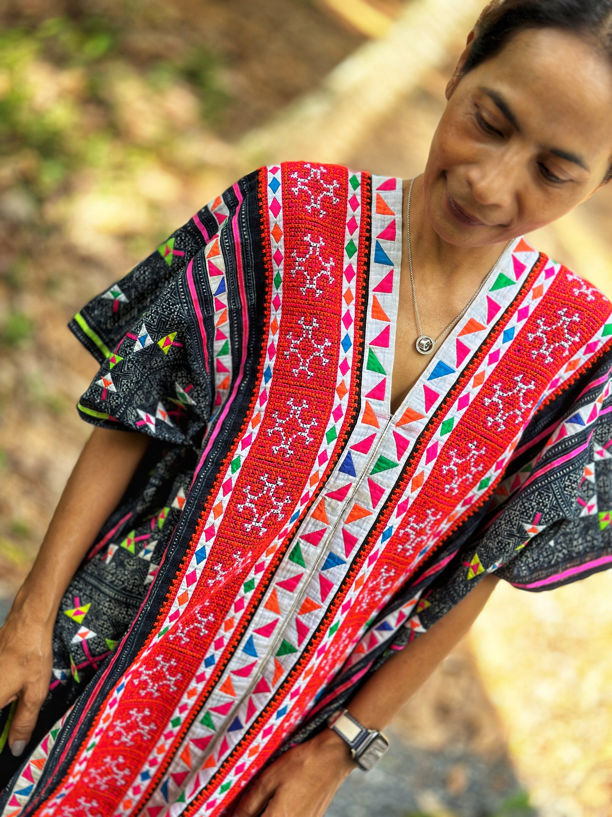 Hmong Thai Hill tribe fabric dress | Vintage fabric dress by Nuichan Hmong Thai Hill tribe fabric dress | Vintage fabric dress by Nuichan