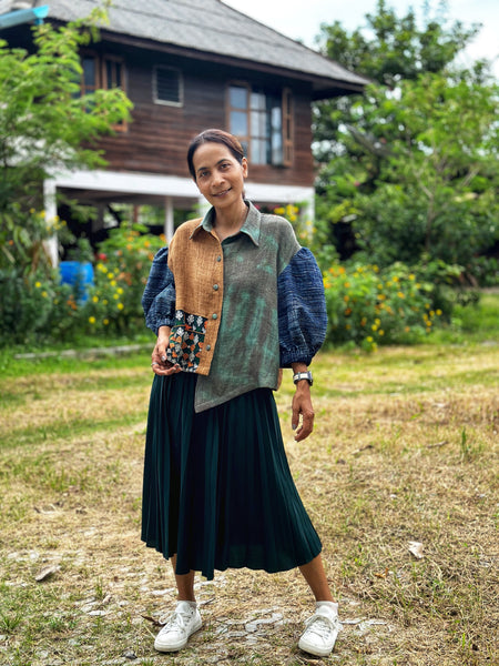 Hemp patchwork jacket top