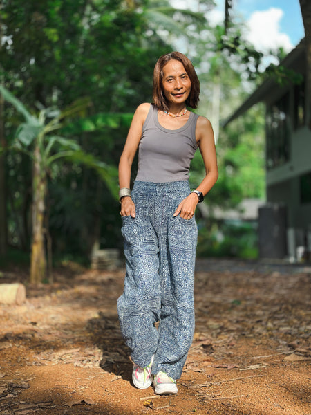 Handwoven indigo batik pants
