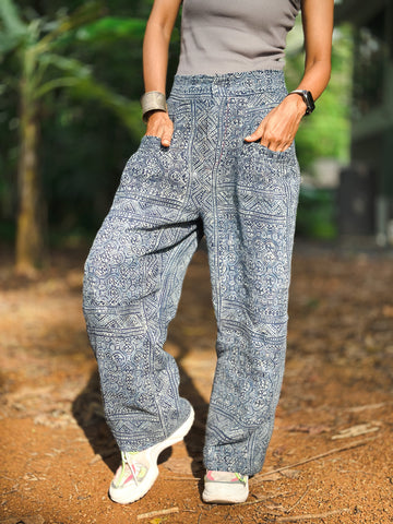 Handwoven indigo batik pants