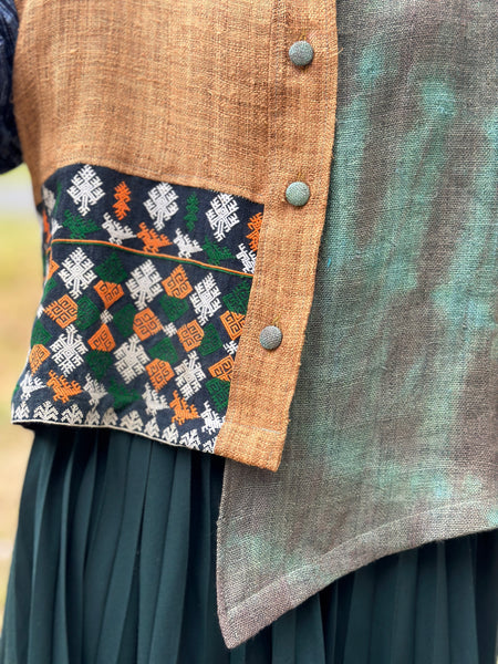 Hemp patchwork jacket top