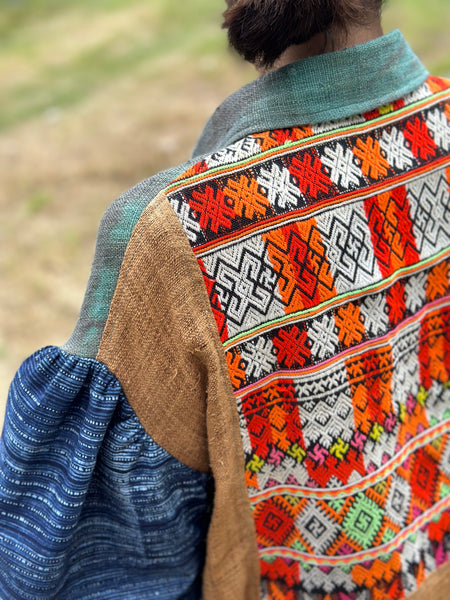 Hemp patchwork jacket top
