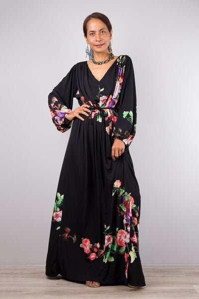 Nuichan women's maxi dress, boho chic evening dress with long sleeves