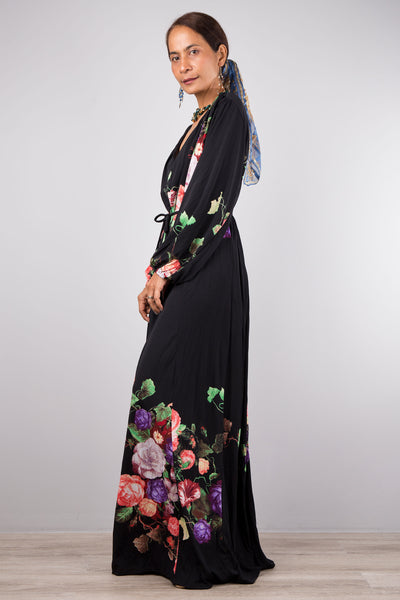 Nuichan women's maxi dress, boho chic evening dress with long sleeves