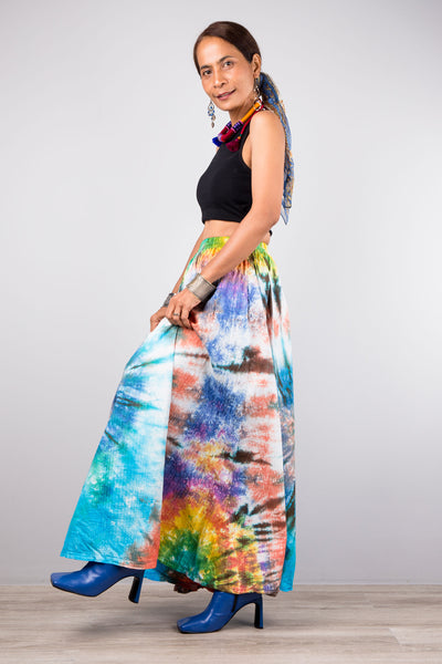 Nuichan Women's Tie dye skirt | Hippie maxi skirt online