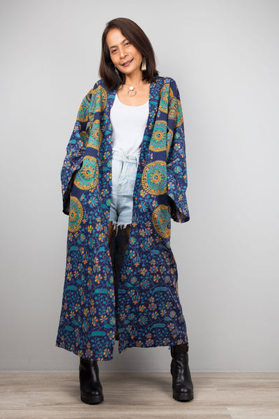 Boho Kimono Cardigan, Indian Cotton duster vest, Beach cover up