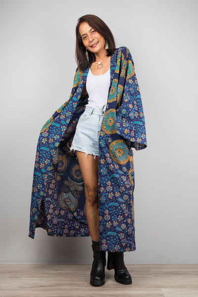 Boho Kimono Cardigan, Indian Cotton duster vest, Beach cover up