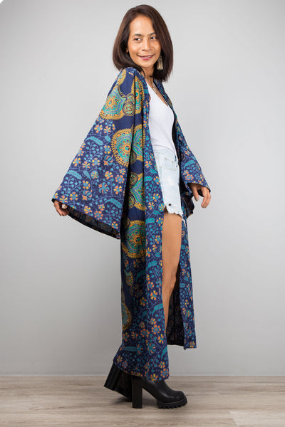 Boho Kimono Cardigan, Indian Cotton duster vest, Beach cover up
