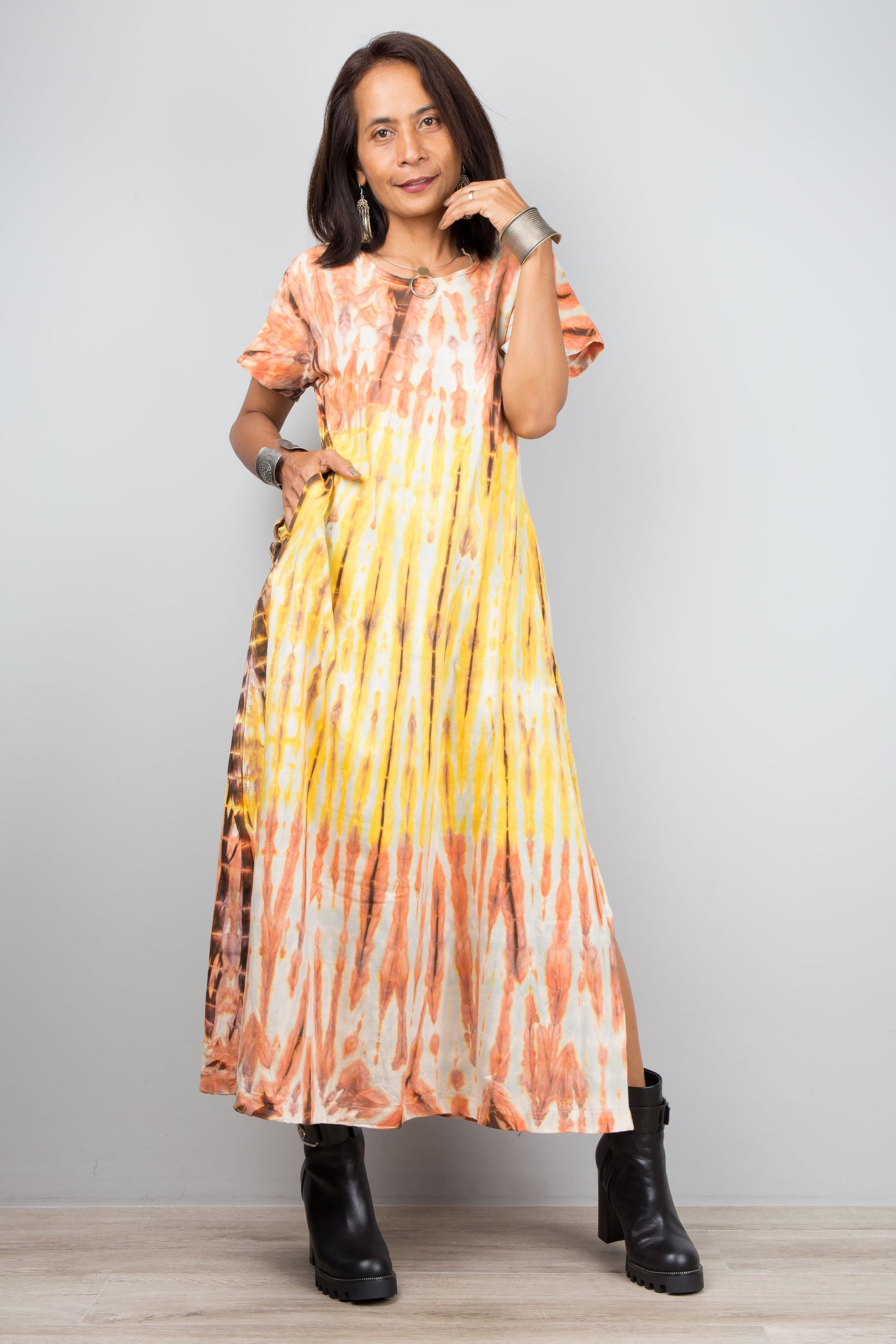 Tie dye dress with split