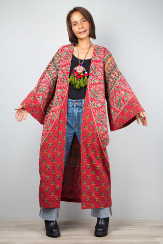 Open front Cardigan by Nuichan | Indian Cotton duster mandala print
