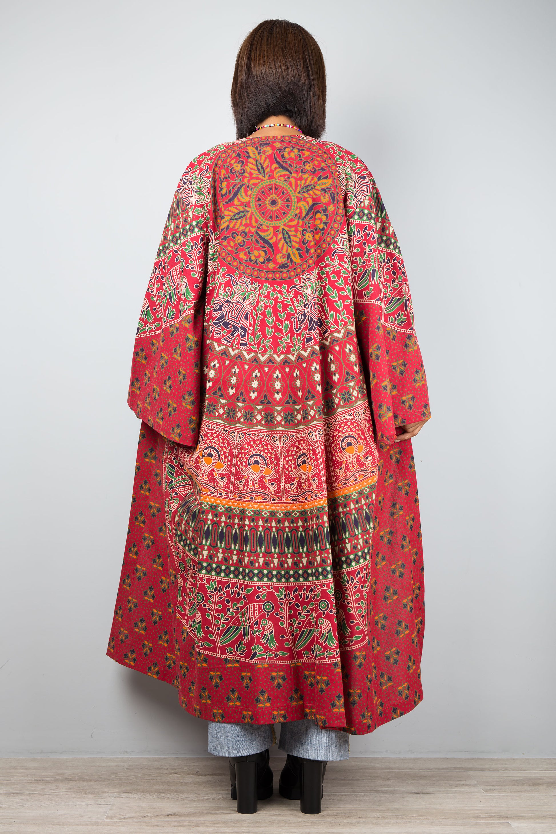 Open front Cardigan by Nuichan | Indian Cotton duster mandala print