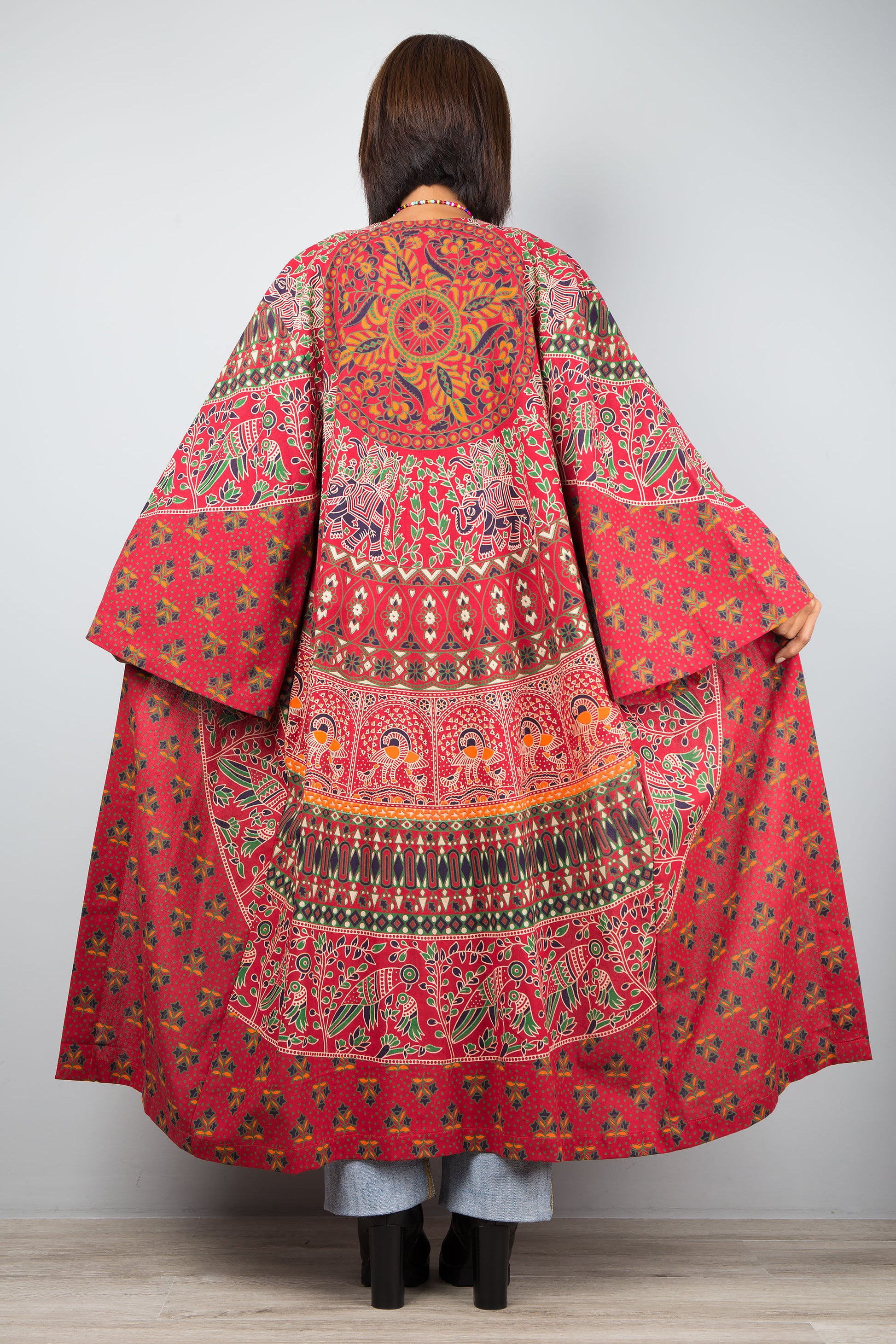 Open front Cardigan by Nuichan | Indian Cotton duster mandala print
