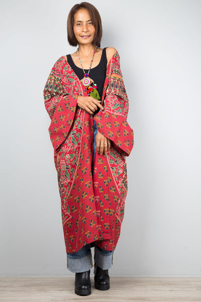 Open front Cardigan by Nuichan | Indian Cotton duster mandala print