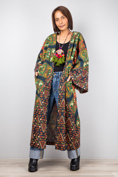 Open front Cardigan | Mandala print duster coat