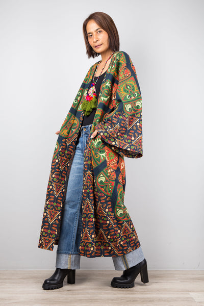 Open front Cardigan | Mandala print duster coat