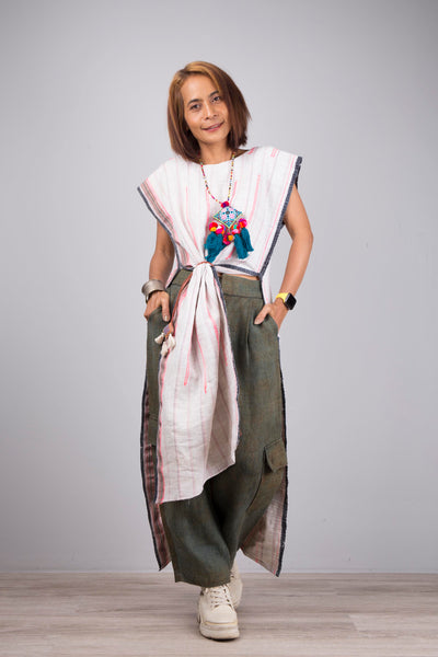 Sleeveless poncho tunic dress