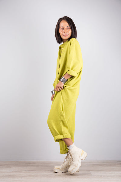 Loose fit linen jumpsuit | Linen overalls by Nuichan
