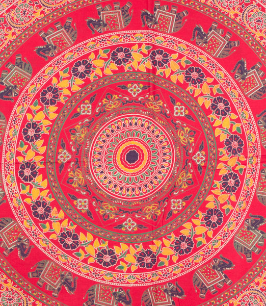 Red Elephant print Mandala