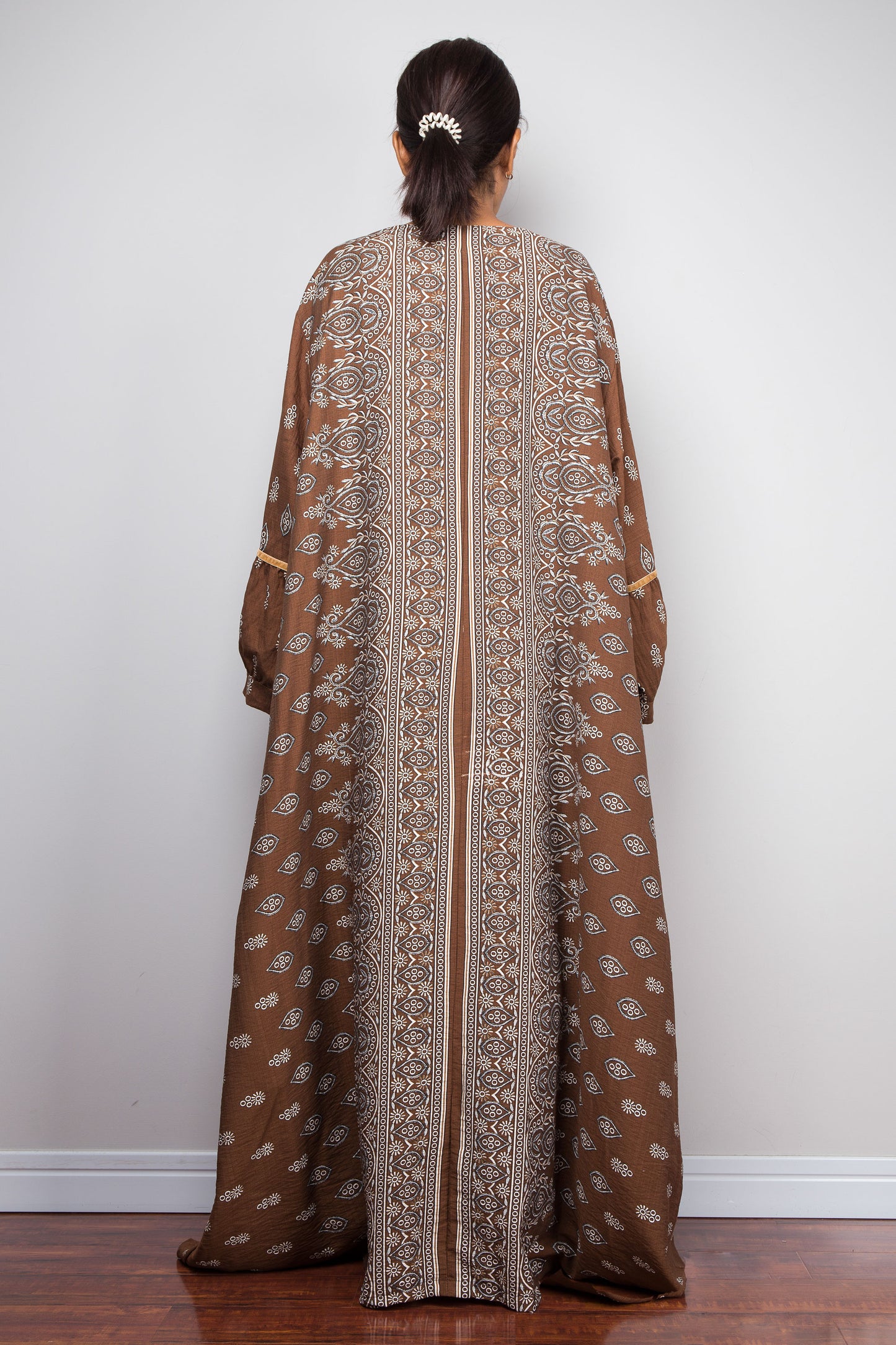 Chocolate Brown Bohemian Kaftan Maxi Dress