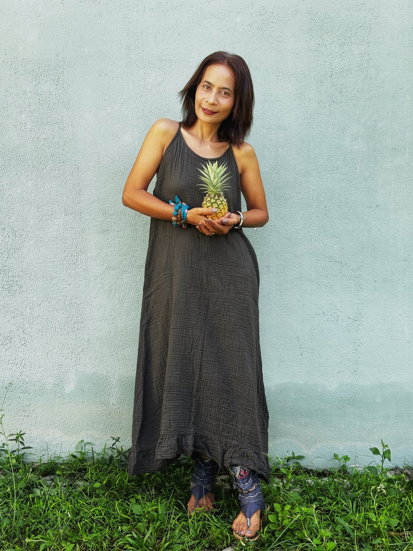 Breathable Cotton Gauze Halter Dress for Summer