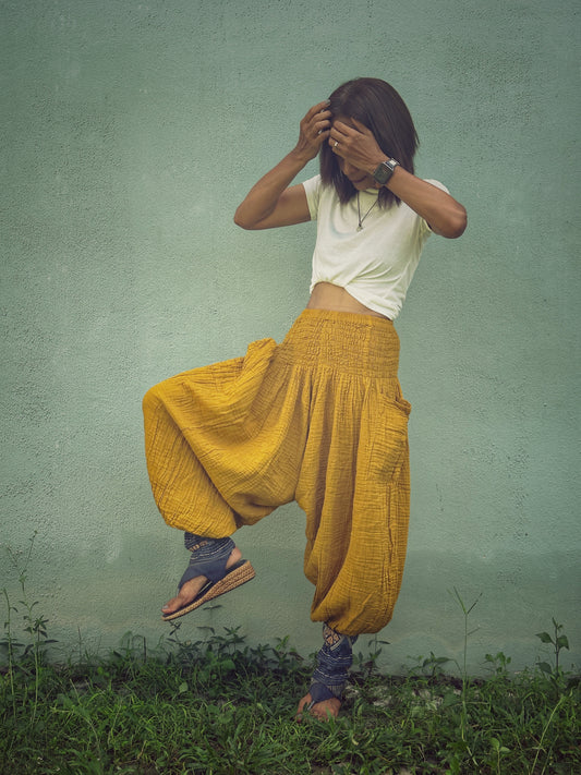 Cotton gauze harem pants – Lightweight, Breathable Boho Trousers
